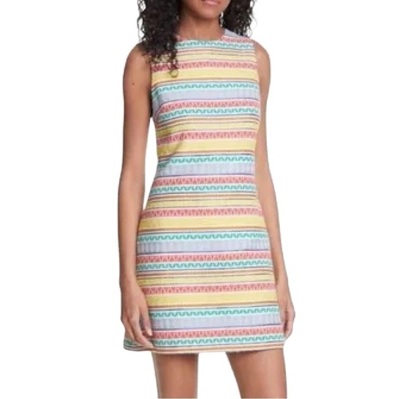 ALICE + OLIVIA Coley Embroidered Striped Sheath Mini Dress - Picture 15 of 15